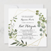 Geometrisch Goud Tropische Kalligrafie Bat Mitzvah Kaart (Voorkant)