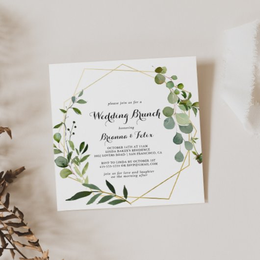 Geometrisch Goud Tropische Kalligrafie Bruiloft Br Kaart