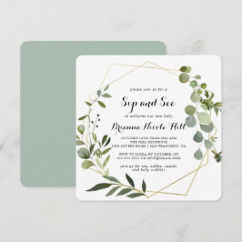 Geometrisch Goud Tropische Kalligrafie Sip and See Kaart