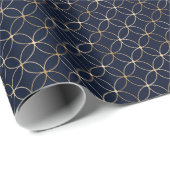  Geometrisch: Goudblauw Abstract Cadeaupapier (Rol Hoek)