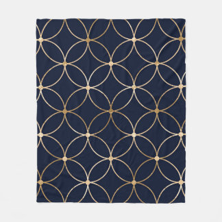  Geometrisch: Goudblauw Abstract Fleece Deken