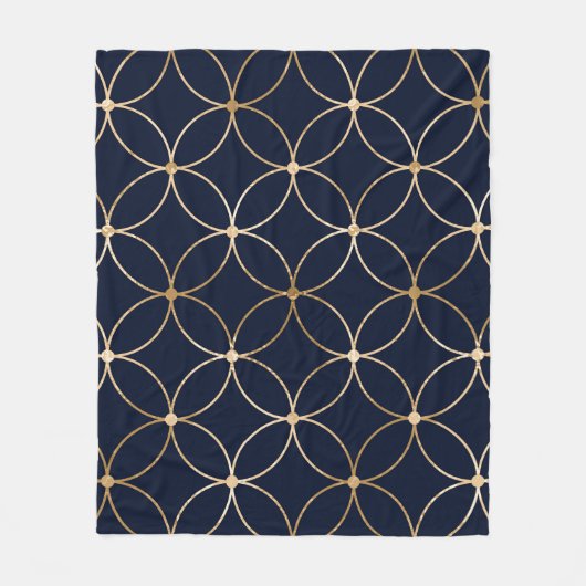  Geometrisch: Goudblauw Abstract Fleece Deken (Voorkant)