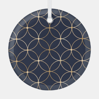  Geometrisch: Goudblauw Abstract Glas Ornament