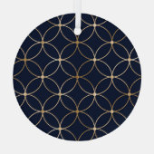  Geometrisch: Goudblauw Abstract Glas Ornament (Achterkant)