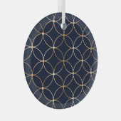  Geometrisch: Goudblauw Abstract Glas Ornament (Voorkant Rechts)