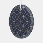  Geometrisch: Goudblauw Abstract Glas Ornament (Voorkant links)
