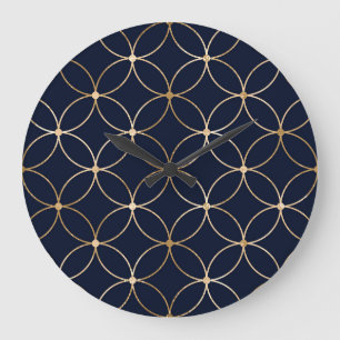 Geometrisch: Goudblauw Abstract Grote Klok