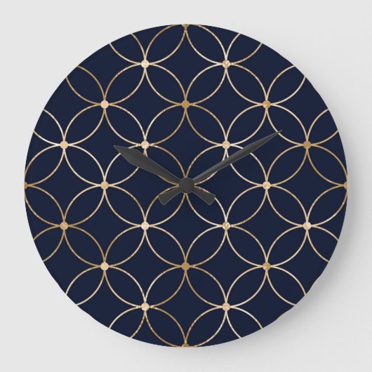 Geometrisch: Goudblauw Abstract Grote Klok (Voorkant)