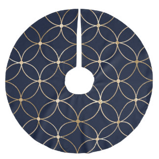  Geometrisch: Goudblauw Abstract Kerstboom Rok