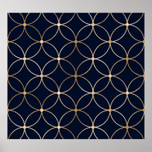 Geometrisch: Goudblauw Abstract Poster