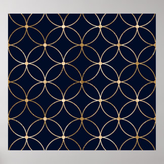  Geometrisch: Goudblauw Abstract Poster