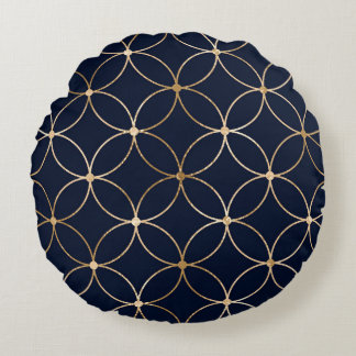  Geometrisch: Goudblauw Abstract Rond Kussen