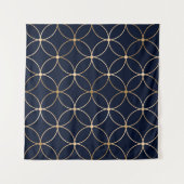  Geometrisch: Goudblauw Abstract Wandkleed (Voorkant (horizontaal))