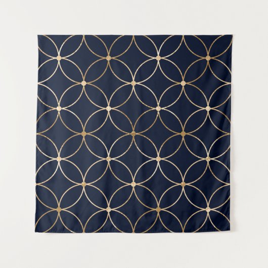  Geometrisch: Goudblauw Abstract Wandkleed (Voorkant (horizontaal))