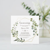 Geometrisch goudbruin groen Eucalyptus Quinceañera Kaart (Staand voorkant)