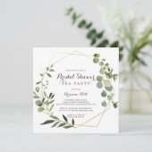 Geometrisch Goudbruin Vrijgezellenfeest Tea Party Kaart (Staand voorkant)