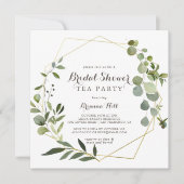 Geometrisch Goudbruin Vrijgezellenfeest Tea Party Kaart (Voorkant)