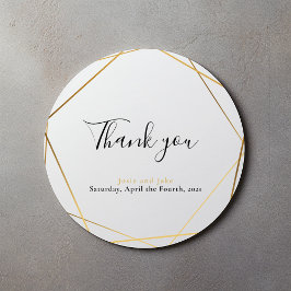 Geometrisch goudeffect bruiloft bedankt je sticker