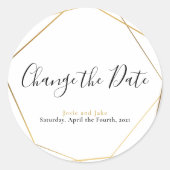 Geometrisch goudeffect verandert de datum ronde sticker (Voorkant)