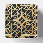 Geometrisch gouden art deco patroon bedankdoosjes (Bovenkant)