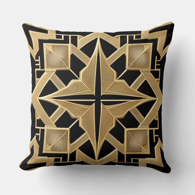Geometrisch gouden art deco patroon kussen (Voorkant)
