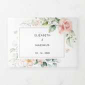 Geometrisch Gouden Bladerenbruiloft Drieluik Uitnodiging (Cover)