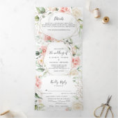 Geometrisch Gouden Bladerenbruiloft Drieluik Uitnodiging (Binnen)