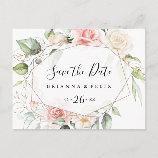 Geometrisch Gouden Bladerwerk Horizontaal Sla de D Briefkaart (Voorkant)