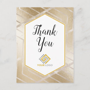 Geometrisch Gouden Chevron Dank U Logo Zakelijk Briefkaart