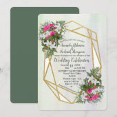 Geometrisch - Gouden Glitter Bloem Bruiloft Uitnod Kaart (Voorkant / Achterkant)