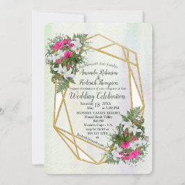 Geometrisch - Gouden Glitter Bloem Bruiloft Uitnod Kaart