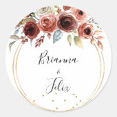 Geometrisch Gouden Glitter Bruiloft Envelop Afdich Ronde Sticker (Voorkant)