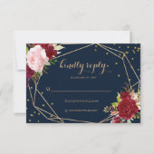 Geometrisch Gouden Glitter en Rode Tropische Rsvp- RSVP Kaartje (Voorkant)