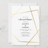 Geometrisch gouden lijst bruiloft repetitie diner kaart (Voorkant)