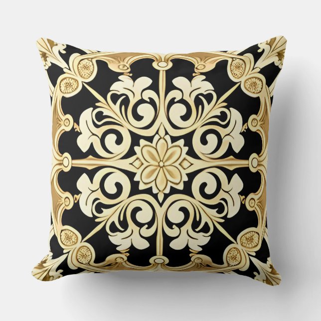 Geometrisch gouden paneel kussen (Voorkant)