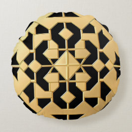 Geometrisch gouden paneel rond kussen