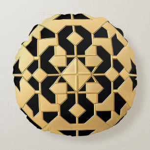 Geometrisch gouden paneel rond kussen