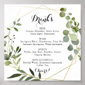 Geometrisch Gouden Tropisch Huwelijksdrankjes Menu Poster (Voorkant)