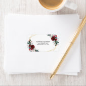 Geometrisch goudLijst Burgundy Winter Flowers Etiket (Insitu)