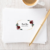 Geometrisch goudLijst Burgundy Winter Flowers Etiket (Insitu)