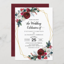 Geometrisch goudLijst Burgundy Winter Flowers