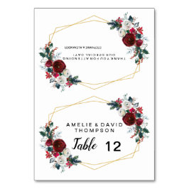 Geometrisch goudLijst Burgundy Winter Flowers Kaart