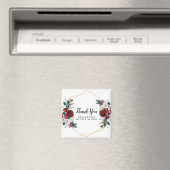 Geometrisch goudLijst Burgundy Winter Flowers Magneet (Insitu (Vaatwasser))