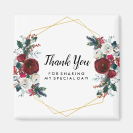 Geometrisch goudLijst Burgundy Winter Flowers Magneet