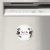 Geometrisch goudLijst Burgundy Winter Flowers Magneet (Insitu (Vaatwasser))