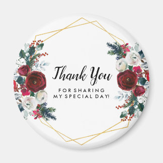 Geometrisch goudLijst Burgundy Winter Flowers Magneet