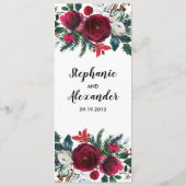 Geometrisch goudLijst Burgundy Winter Flowers Menu (Achterkant)