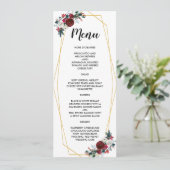 Geometrisch goudLijst Burgundy Winter Flowers Menu (Staand voorkant)