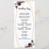 Geometrisch goudLijst Burgundy Winter Flowers Programmakaart (Achterkant)