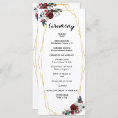 Geometrisch goudLijst Burgundy Winter Flowers Programmakaart (Voorkant / Achterkant)